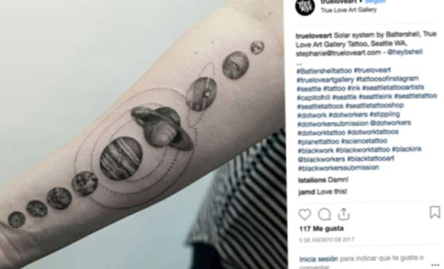 Ein Tattoo des Sonnensystems.