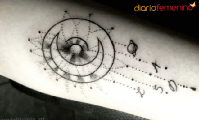 Tatuaggio di sole e luna per il tuo braccio