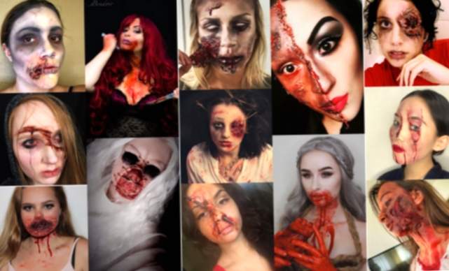 Schminke dein Gesicht mit Blut und Wunden für Halloween