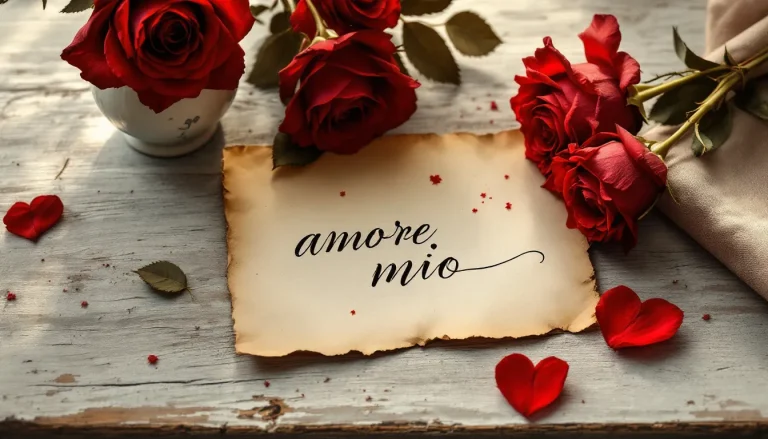 Lettre d'amour posée sur un lit de roses rouges.
