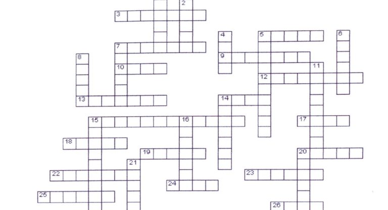 Grille de mots croisés numérotée vierge à compléter